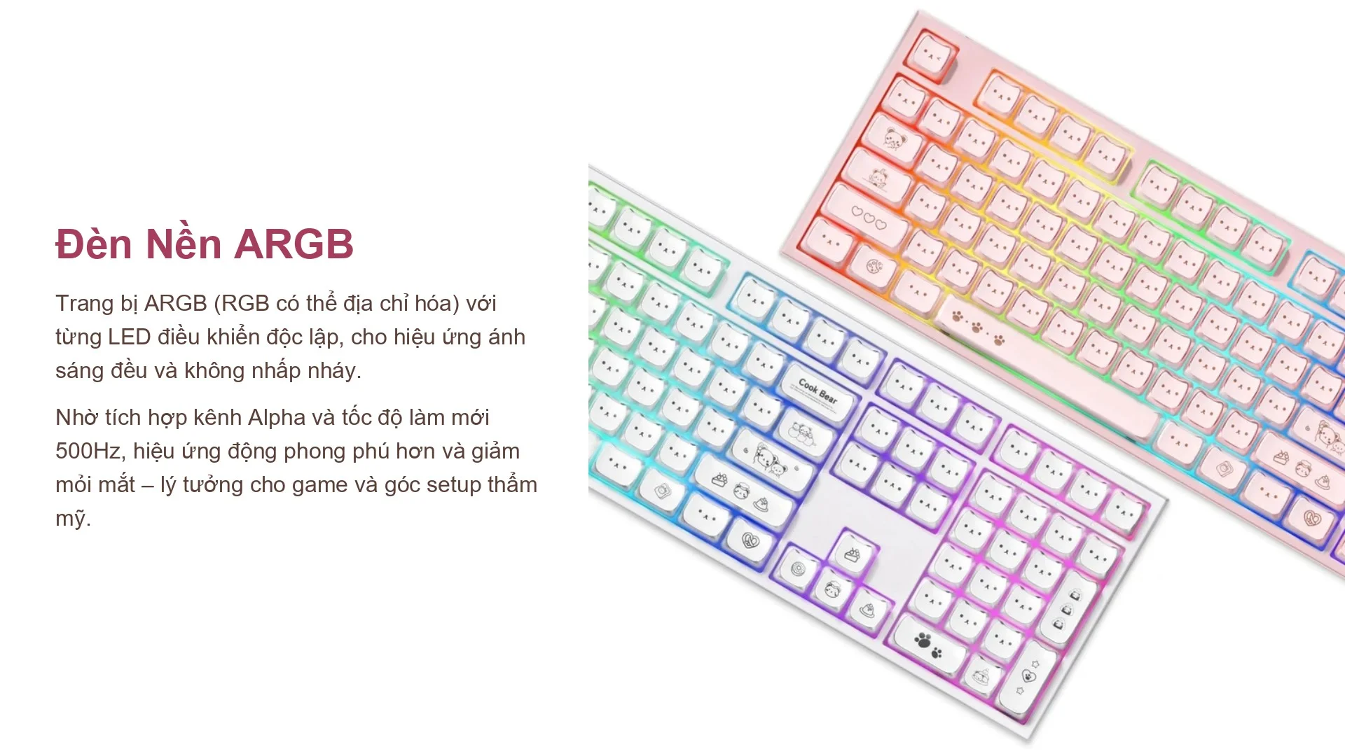 Bàn phím cơ AKKO 5108 V5 Greedy Bear – Pink