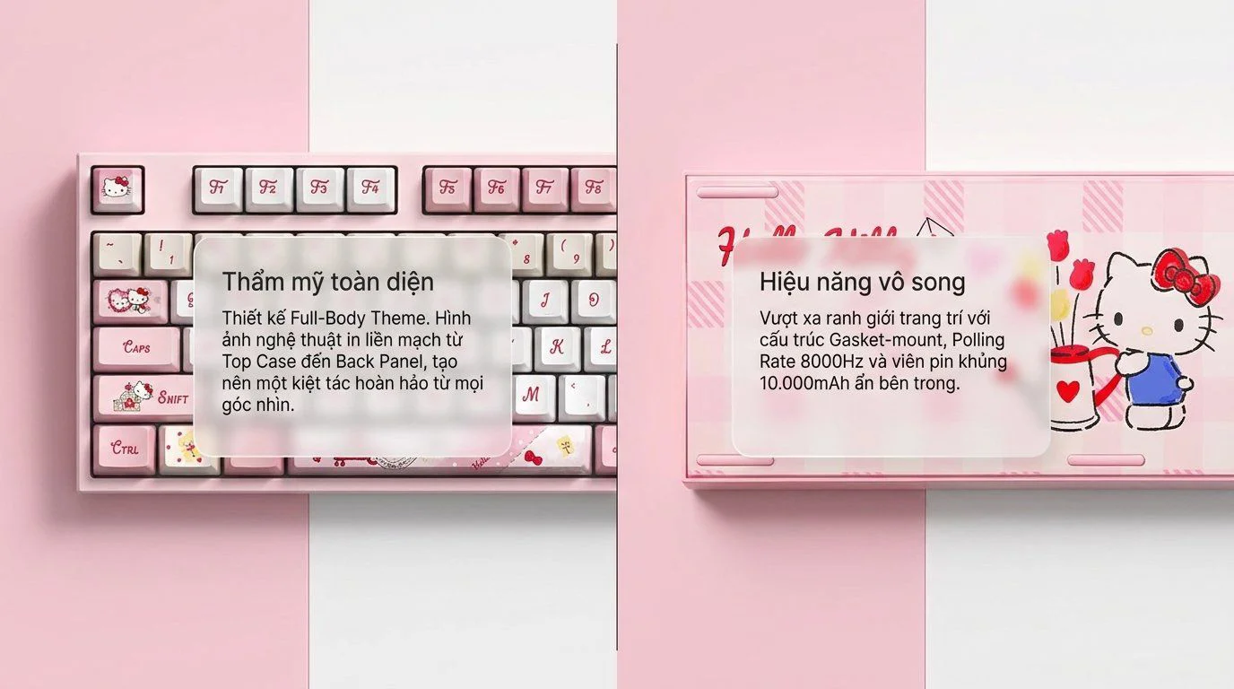 Bàn phím cơ AKKO 5108 V5 Hello Kitty