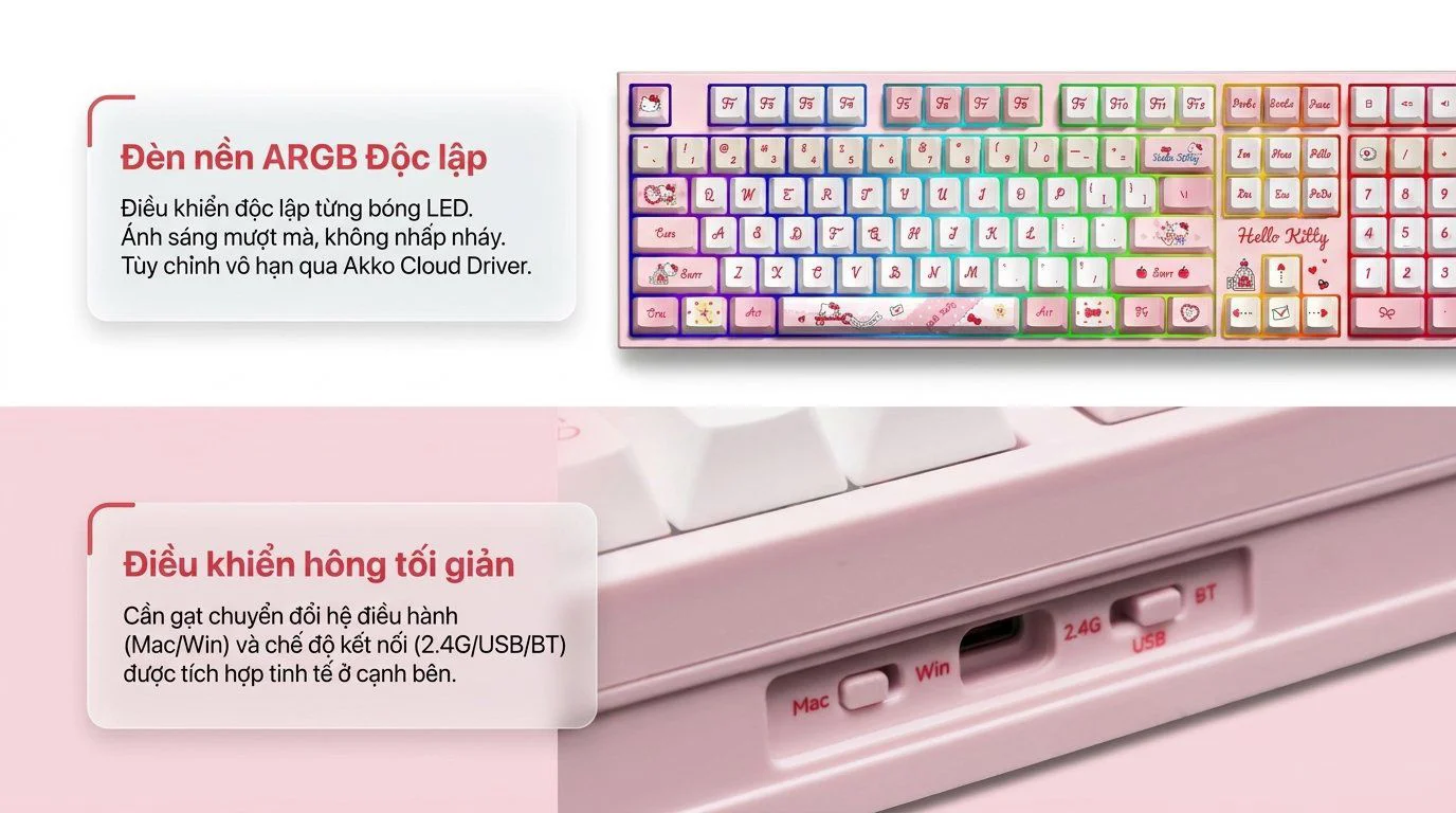 Bàn phím cơ AKKO 5108 V5 Hello Kitty