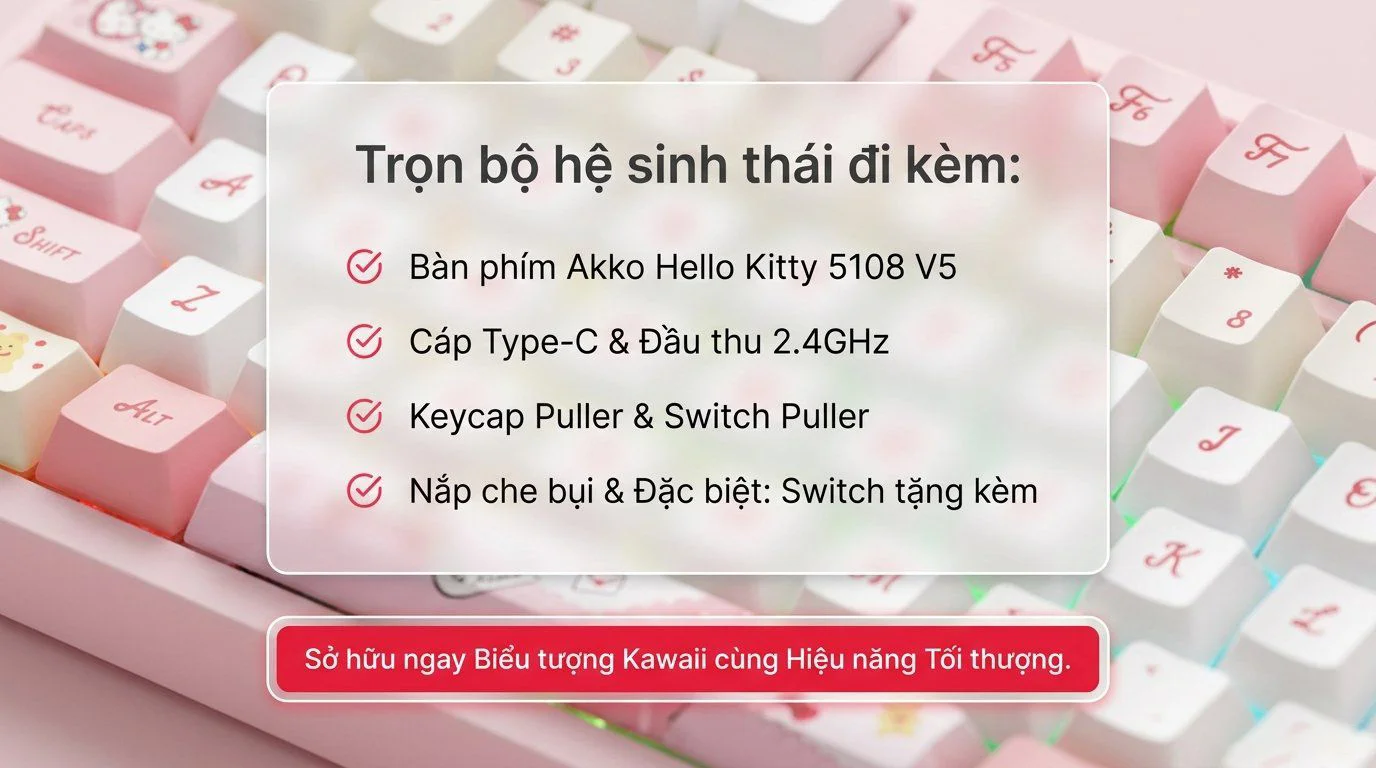 Bàn phím cơ AKKO 5108 V5 Hello Kitty