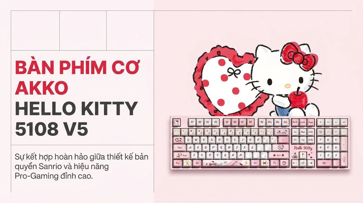 Bàn phím cơ AKKO 5108 V5 Hello Kitty
