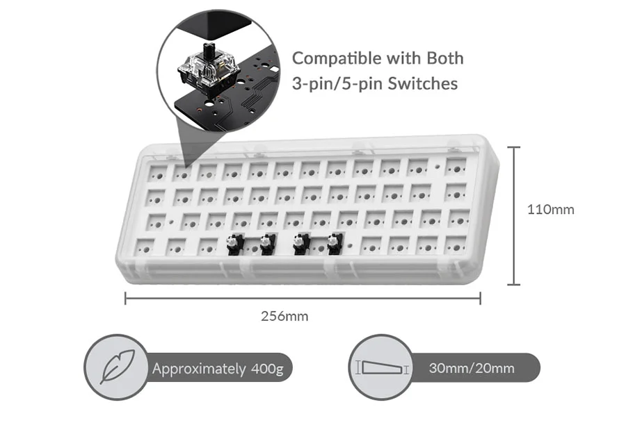KIT bàn phím AKKO ACR TOP 40 (Hotswap / RGB / Top-mount / South-Facing / QMK – VIA)