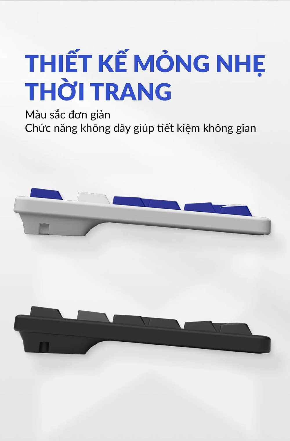 Phím chuột không dây AKKO MX108 (Bluetooth – 2.4Ghz – Black & Cyan / Blue on White)