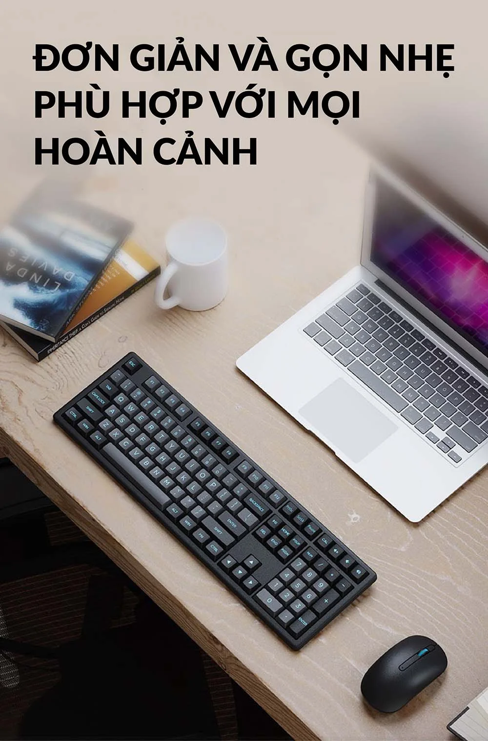 Phím chuột không dây AKKO MX108 (Bluetooth – 2.4Ghz – Black & Cyan / Blue on White)