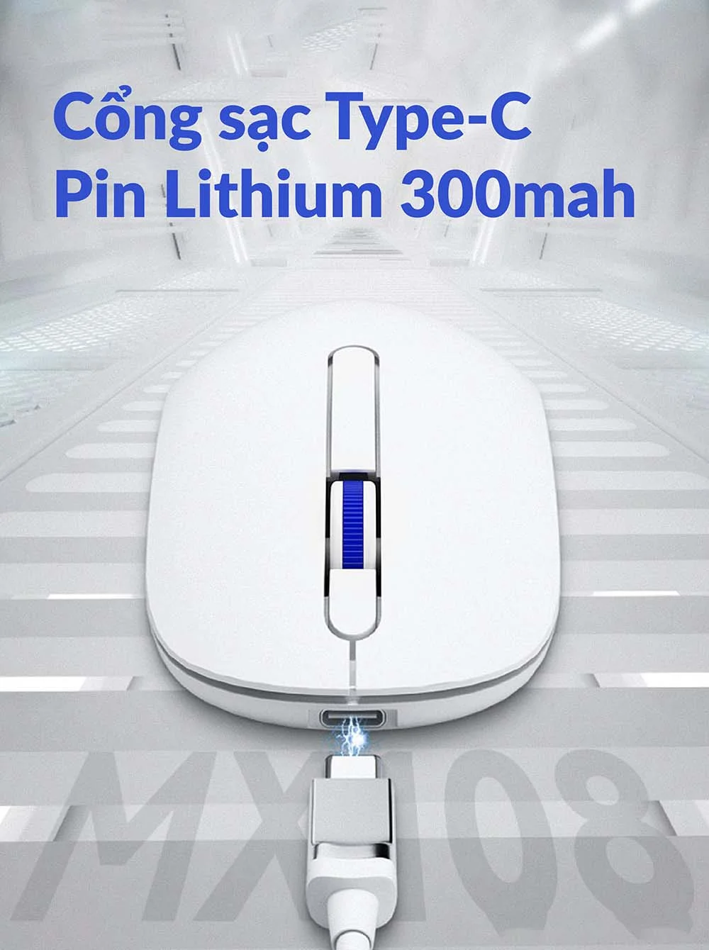 Phím chuột không dây AKKO MX108 (Bluetooth – 2.4Ghz – Black & Cyan / Blue on White)