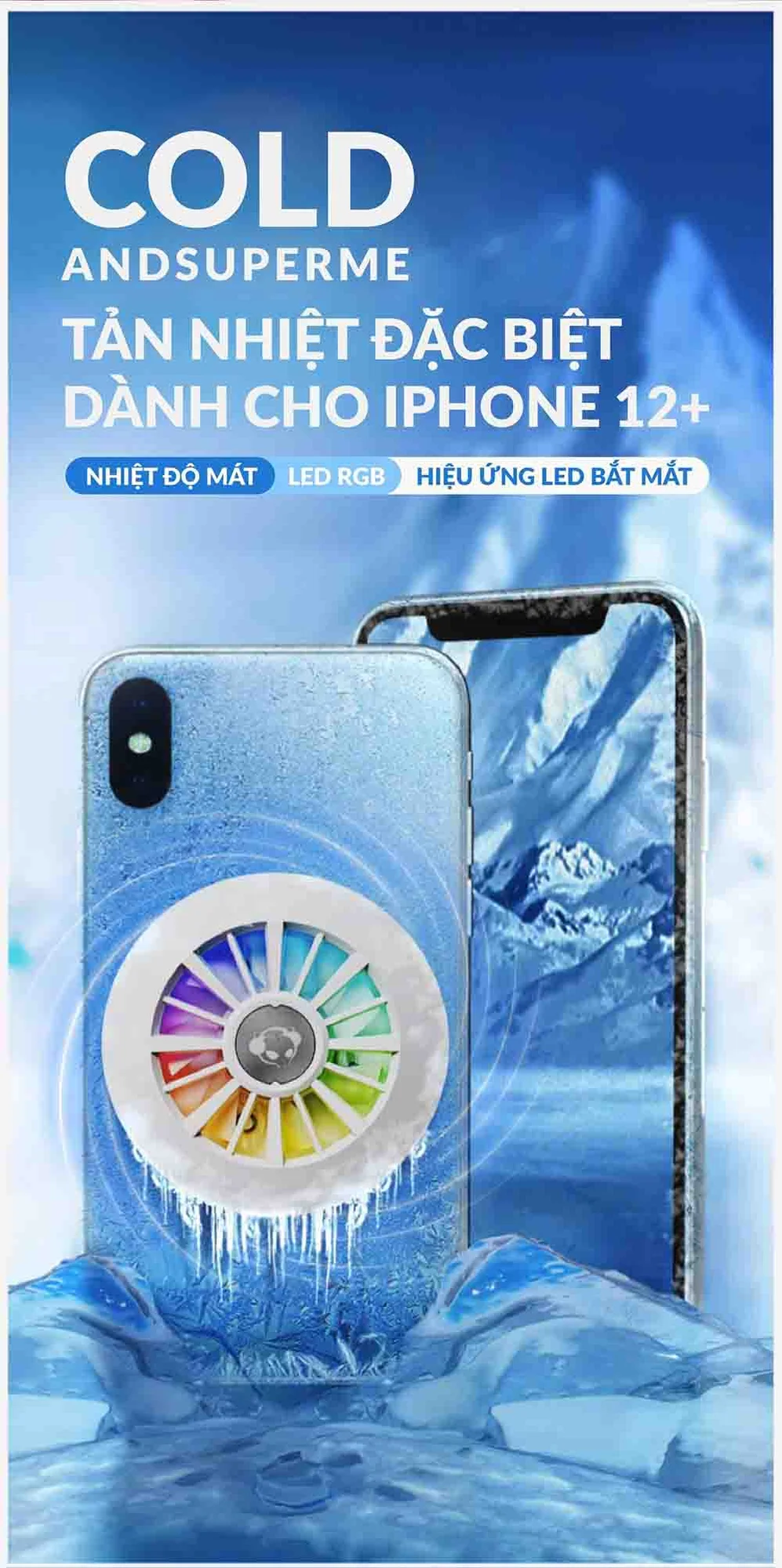Quạt tản nhiệt điện thoại AKKO Magnetic Phone Cooler P10 (Trắng / Hồng)